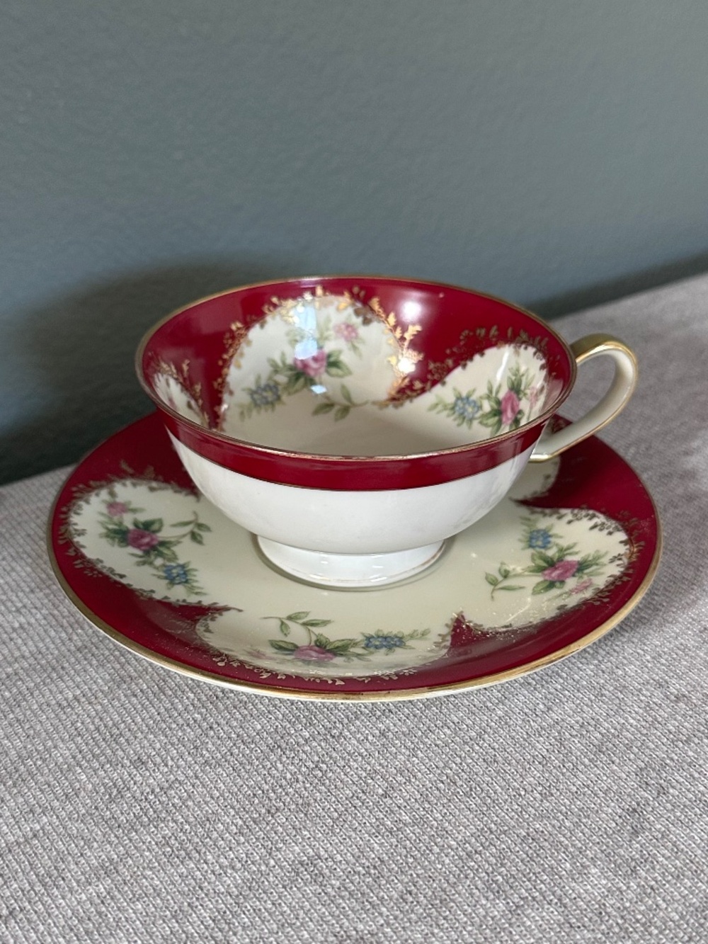 Vintage-Rare Find: Meito Japan Hand-Painted Teacup & Saucer